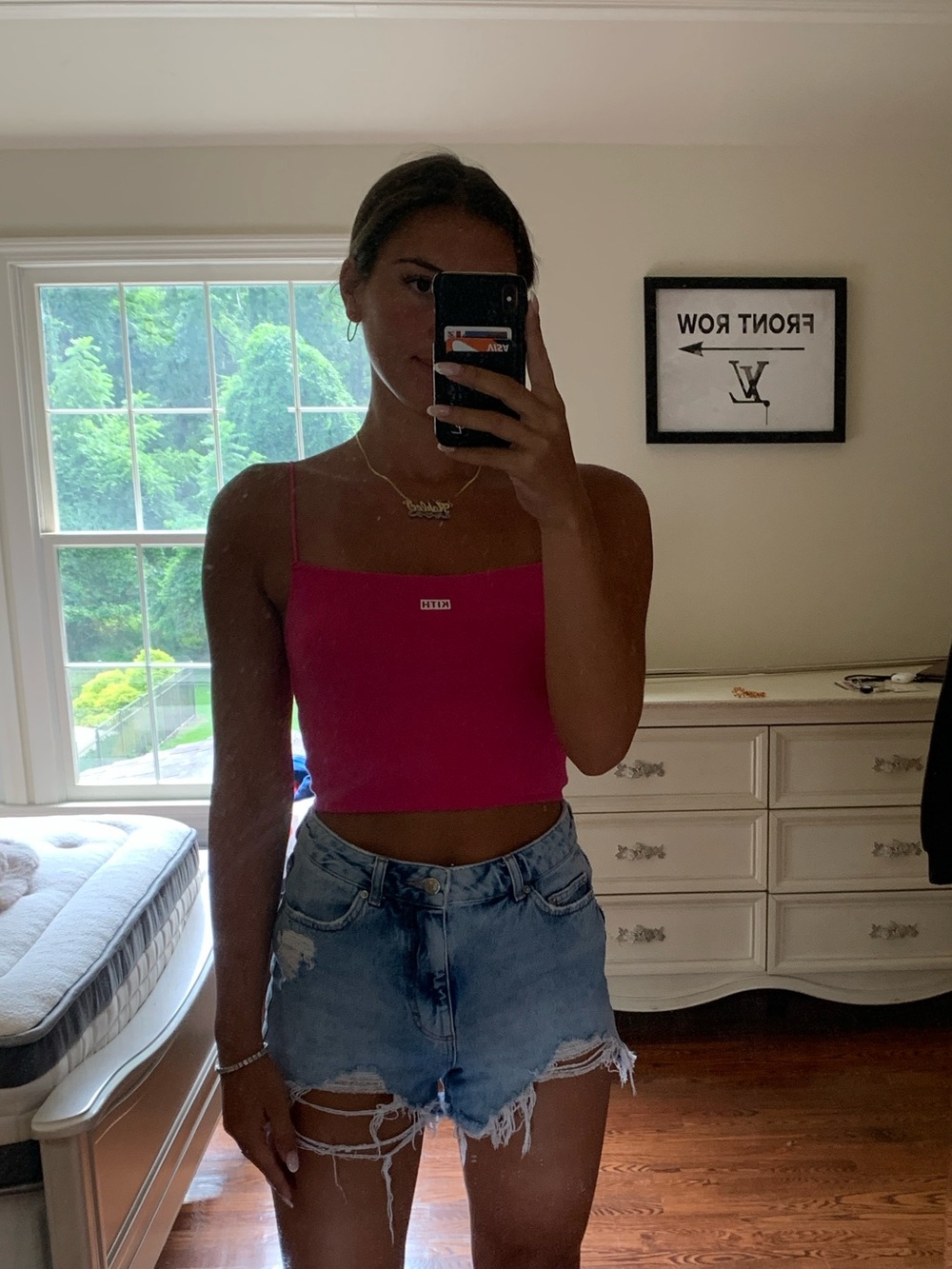 Kith Hot Pink Spaghetti-Strap Crop Top